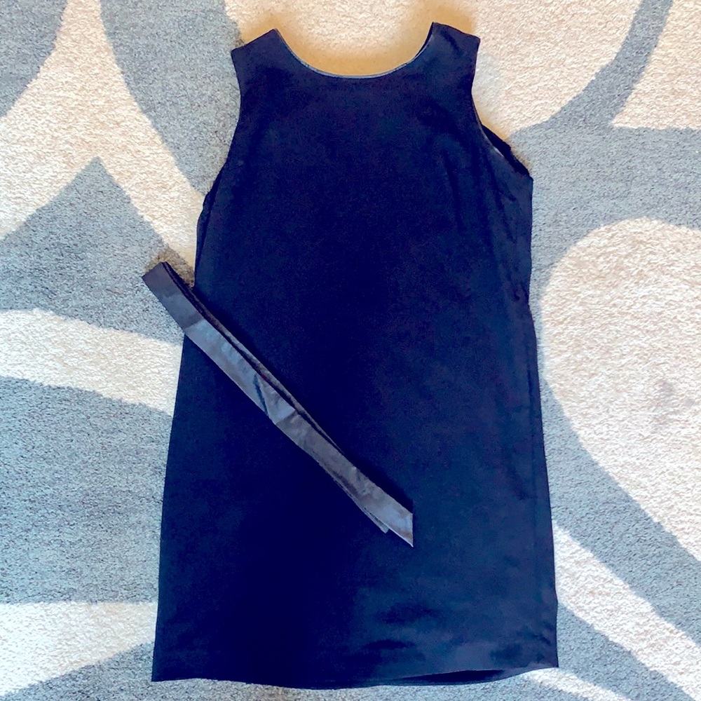 Boundary & Co. LBD with black leather piping